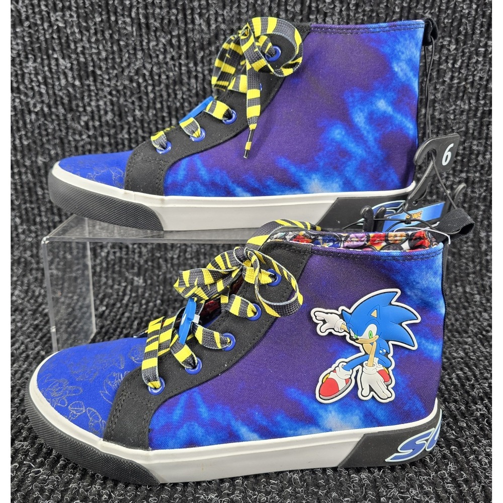 SONIC The Hedgehog Shoes NEW Boys Sz 6 Blue High‎ Top Shoes Sneakers NWT Sega